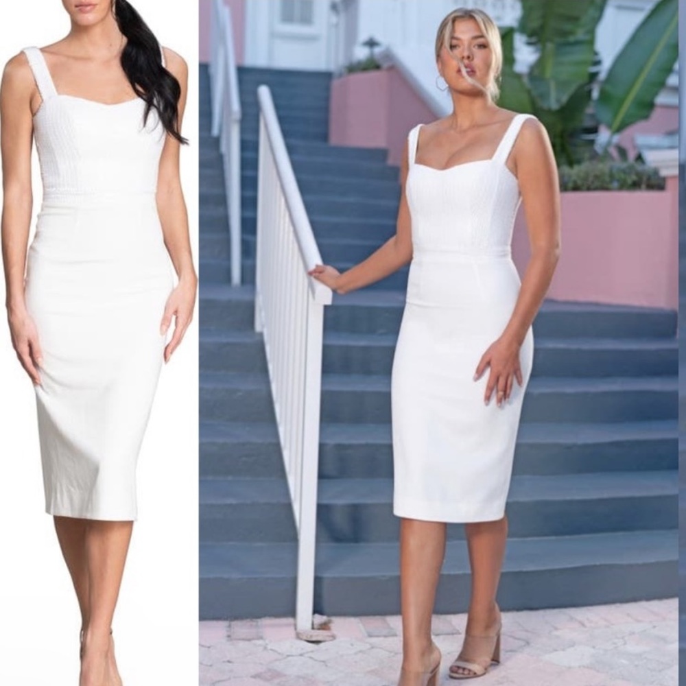 Dress the Population White Midi Dress